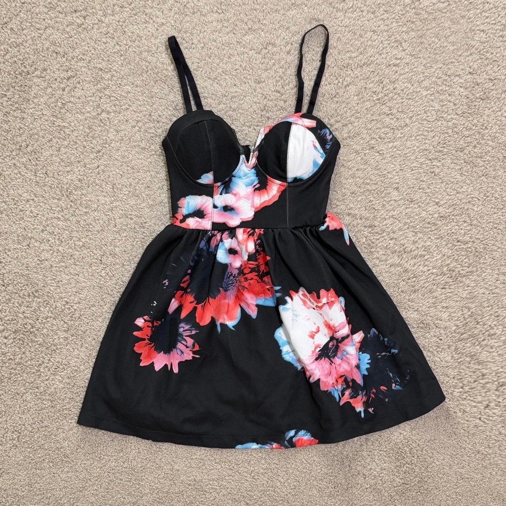 Black Floral Mini Dress